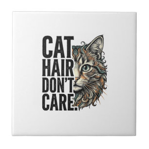 Katzenhaare sind egal Vintage Gravur Katze Shirt D Fliese