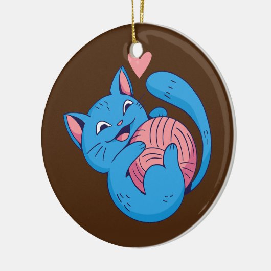 Katzenhahn Garnkugel Katzenlover Knetköpfe Häkeln Keramik Ornament (Links)