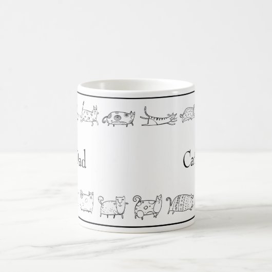 Katzenhandgezeichneter KatzenVater Moderner, einfa Kaffeetasse (Mittel)