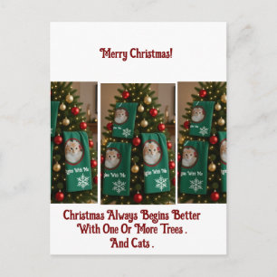 Katzenhandtücher im Weihnachtsbaum, humorvoller Te Feiertagspostkarte