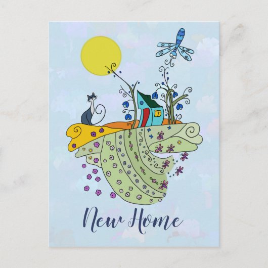Katzenhaus New Zuhause Postkarte (Vorderseite)