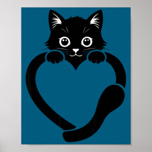 Katzenherz Grafik Liebe süße Katze Poster