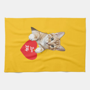 Katzenherz mit Liebe lustig Geschirrtuch