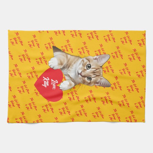 Katzenherz mit Liebe lustig Geschirrtuch (Horizontal)