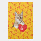 Katzenherz mit Liebe lustig Geschirrtuch (Vertikal)