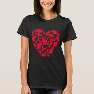 Katzenherz Valentinstag Mädchen Frauen Kätzchen  T-Shirt