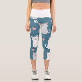 Katzenhintergrund Niedliches Muster Capri Leggings (Vorderseite)