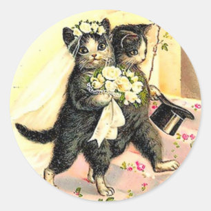 Katzenhochzeit Runder Aufkleber