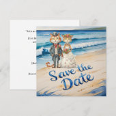 Katzenhochzeit Strandhochzeit Thema Save The Date (Vorne/Hinten)