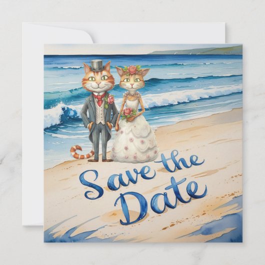 Katzenhochzeit Strandhochzeit Thema Save The Date (Vorderseite)