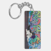 Katzenhöhe...... Kitten und Graffiti Wall Schlüsselanhänger (Vorderseite links)