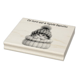 Katzenholzstempel mit Wollhut. Gummistempel