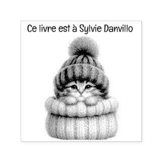 Katzenholzstempel mit Wollhut. Permastempel