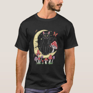 Katzenillustration Pilze Boho Mond Katzen Mama Fra T-Shirt