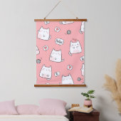 Katzenillustration Wandteppich Mit Holzrahmen (Schlafzimmer)