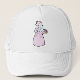 Katzenjacke als Braut mit Blume Truckerkappe