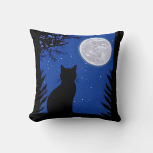 Katzenjacke am Vollmond Kissen