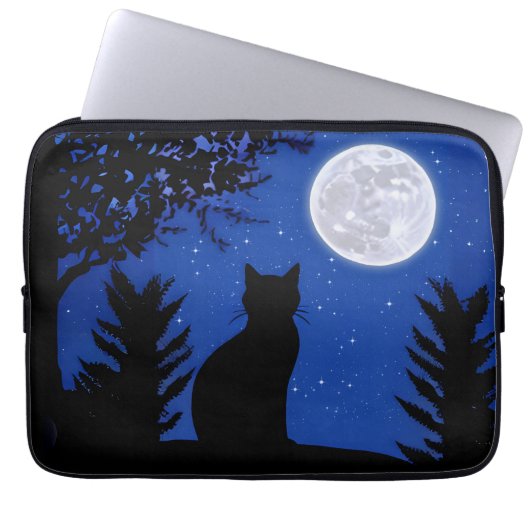 Katzenjacke am Vollmond Laptopschutzhülle (Vorderseite)