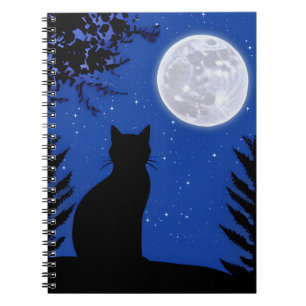 Katzenjacke am Vollmond Notizblock