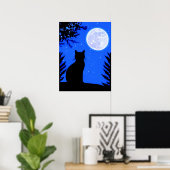 Katzenjacke am Vollmond Poster (Heimbüro)
