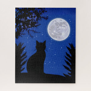 Katzenjacke am Vollmond Puzzle