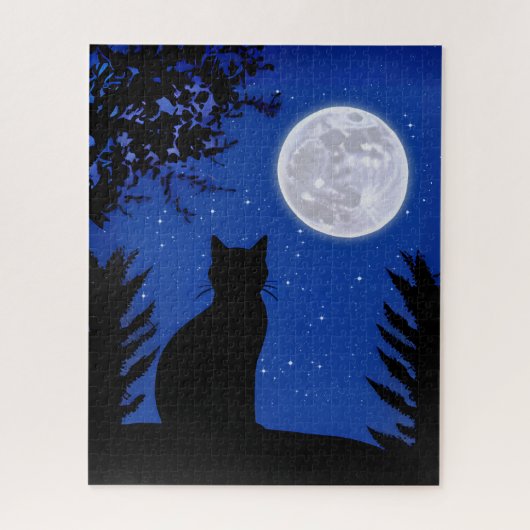 Katzenjacke am Vollmond Puzzle (Vertikal)
