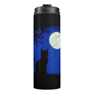 Katzenjacke am Vollmond Thermosbecher