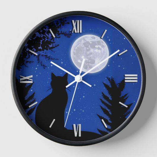 Katzenjacke am Vollmond Uhr (Vorderseite)
