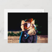 Katzenjacke in Lederjacke Postkarte (Vorne/Hinten)