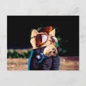 Katzenjacke in Lederjacke Postkarte (Vorderseite)