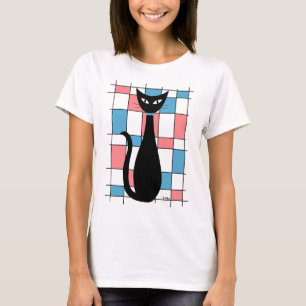 Katzenjacke Mitte des Jahrhunderts mit blauen und  T-Shirt