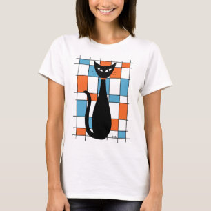 Katzenjacke Mitte des Jahrhunderts mit orangen und T-Shirt