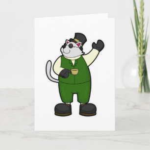 Katzenjammer mit Kaffee und Hut Karte