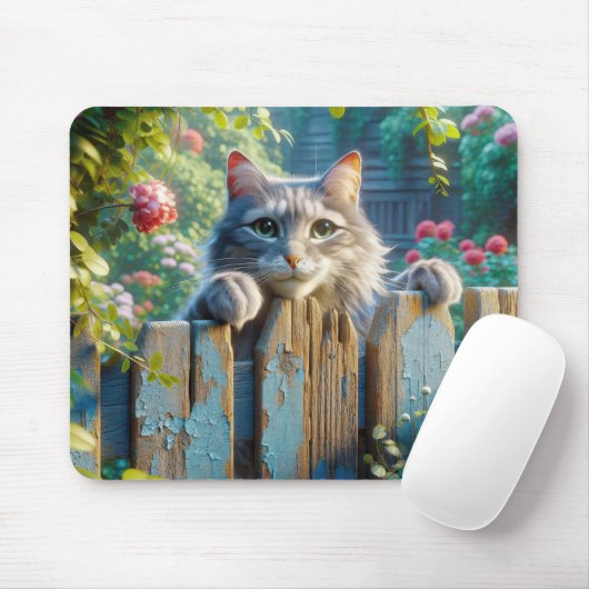 Katzenjammer über einem Zaun Mousepad (Mit Mouse)