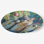 Katzenjammer über einem Zaun Pappteller (Schrägansicht)