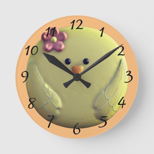 Katzenjunge niedlich gelb und rosa runde wanduhr (Vorderseite)