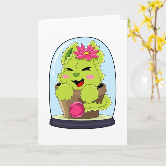 Katzenkaktus Karte (Gelbe Blume)