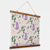 Katzenkaktus Meow Wandteppich Mit Holzrahmen (Gewinkelt)