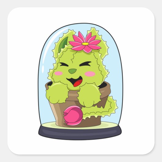 Katzenkaktus Quadratischer Aufkleber (Vorderseite)