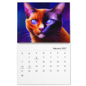Katzenkalender 2023 - Kosmische Katzen Abstrakt Ar Kalender (Feb 2027)