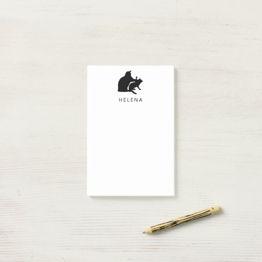 Katzenkampf Zeichnend Funny Cats Sketch Personalis Post-it Klebezettel (Auf Schreibtisch)