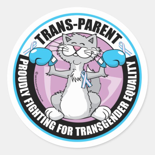 Katzenkämpfer für Trans-Parent Runder Aufkleber (Vorderseite)