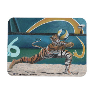 Katzenkämpfer spielen Volleyball-Magnet Magnet
