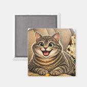 Katzenkarikatur Magnet (Vorderseite/Rückseite)
