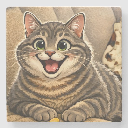 Katzenkarikatur steinuntersetzer (Vorderseite)