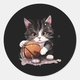 Katzenkätzchen im Smoking spielen Sketll Sportfans Runder Aufkleber