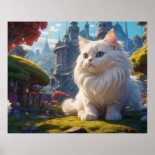 *~* Katzenkatze 5:4 Kätzchen Weiße Fantasy Fantasy Poster (Vorne)