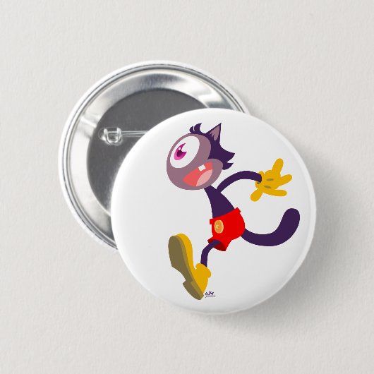 Katzenkatze-Cartoon-Taste Abzeichen Button (Vorne & Hinten)