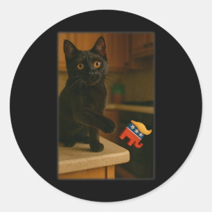 Katzenkatze, die Trump von der Gegenüberstellung a Runder Aufkleber