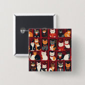 Katzenkatze KI-Kunstknopf Button (Vorne & Hinten)